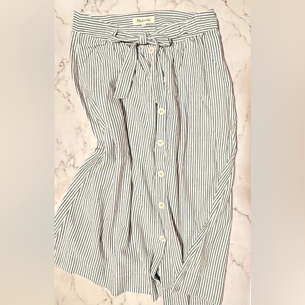 Madewell Seersucker Button Up Skirt